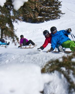 Für die ganze Familie ist das Rodeln mit Schlitten ein tolles Erlebnis und eine echte Alternative zum Skifahren und Snowboarden.