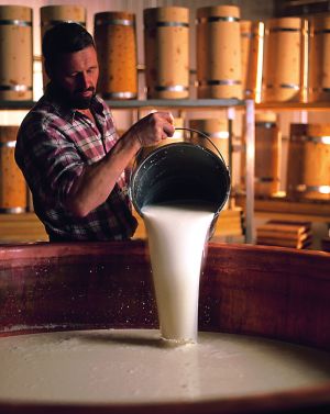 In der Erlebnissennerei kannst Du live dabei sein, wenn aus Milch Käse wird.